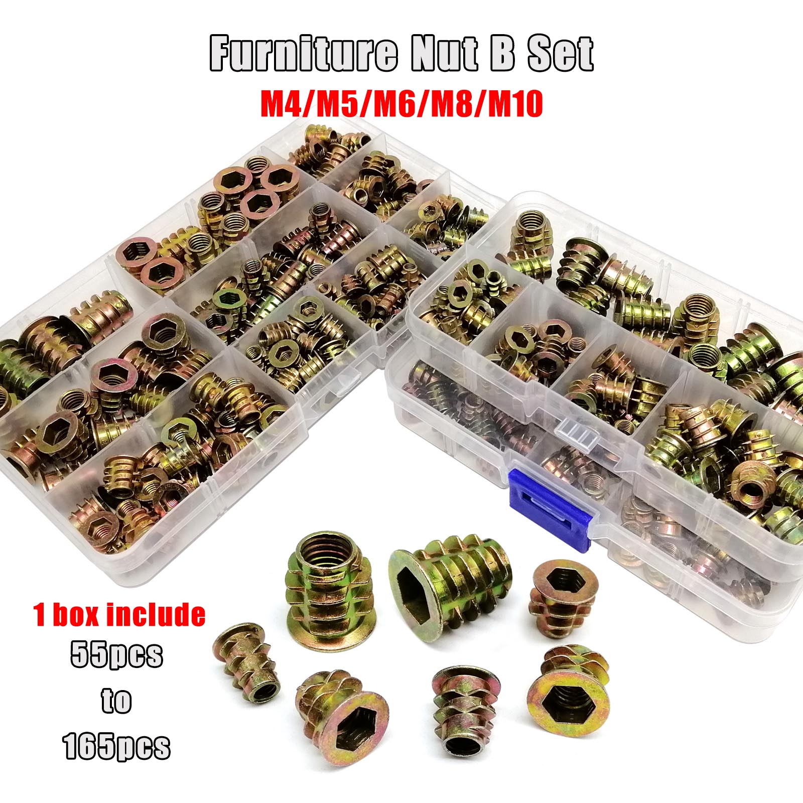 Cabinet Scraper Set - 165/75/55szt Nakrętka gwintowana Nakrętka E M4
